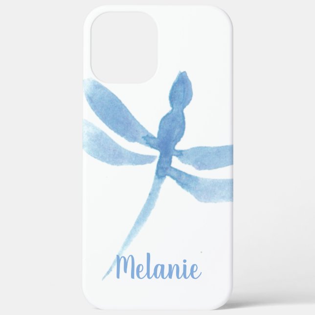 Watercolor Dragonfly Blue Monogrammed  Case-Mate iPhone Case (Back)