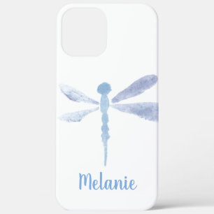 Watercolor Dragonfly Blue Purple Monogrammed   iPhone 12 Pro Max Case