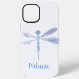 Watercolor Dragonfly Blue Purple Monogrammed iPhone 12 Pro Max Case
