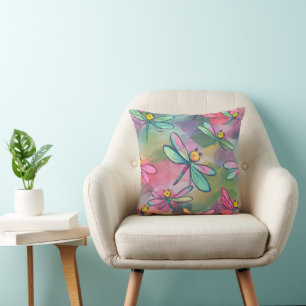 Watercolor Dragonfly Cushion