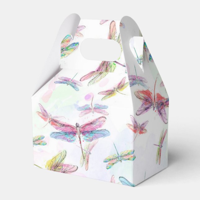 Watercolor Dragonfly Favour Box (Front Side)