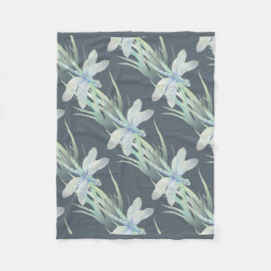 Watercolor Dragonfly in Soft Blues & Green art Fleece Blanket