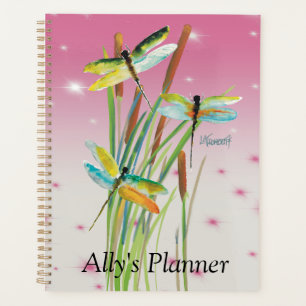 Watercolor Dragonfly Pink Personalised Planner
