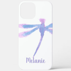 Watercolor Dragonfly Purple Monogrammed  iPhone 12 Pro Max Case