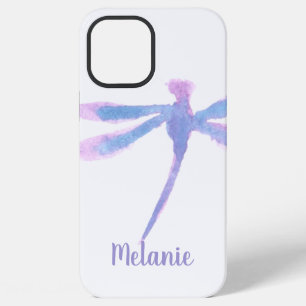 Watercolor Dragonfly Purple Monogrammed iPhone 12 Pro Max Case