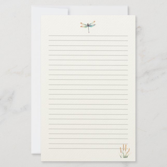 Watercolor Dragonfly  Stationery (Front)
