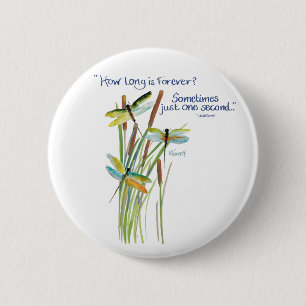 Watercolor Dragonfly with Lewis Carroll quote 6 Cm Round Badge