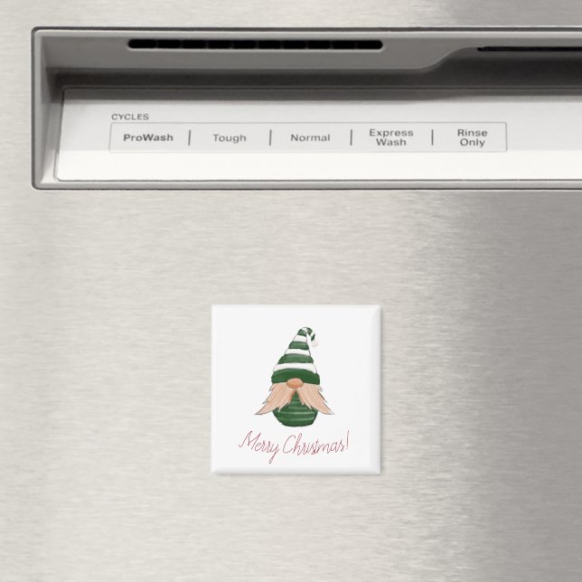 Watercolor drawing Christmas gnome  Magnet (In Situ (Dishwasher))