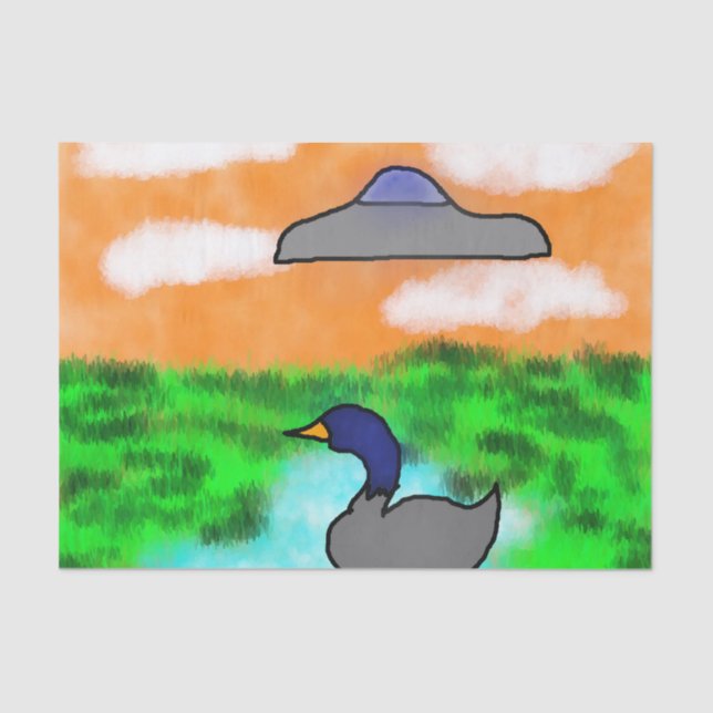 watercolor drawing goose extraterrestrial moment tissue paper (Front)