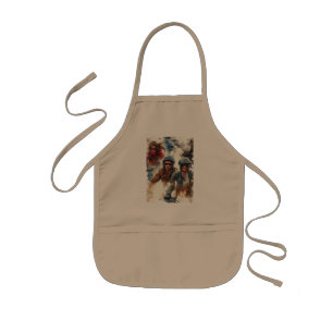 Watercolor drawing MotoBikers Kids Apron