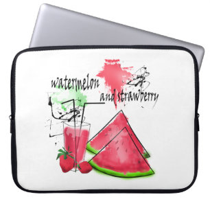 Watercolor drawing of watermelon and strawberries laptop sleeve
