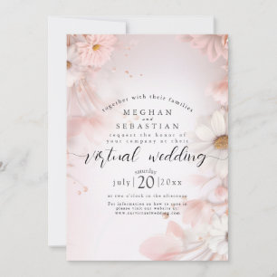 Watercolor Dream: Blush Pink Daisies Virtual Weddi Invitation