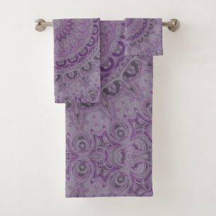 Watercolor Dream Mandala in Shades of Purple Bath Towel Set