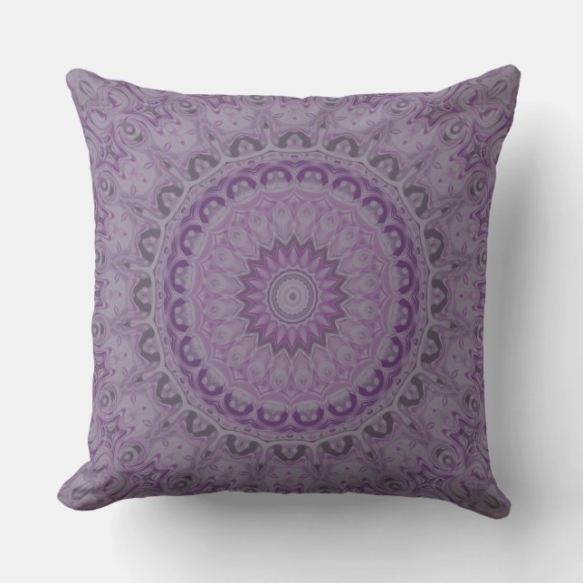 Watercolor Dream Mandala in Shades of Purple Cushion (Front)