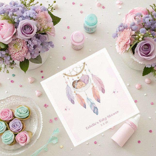 watercolor dreamcatcher baby shower napkin (Creator Uploaded)