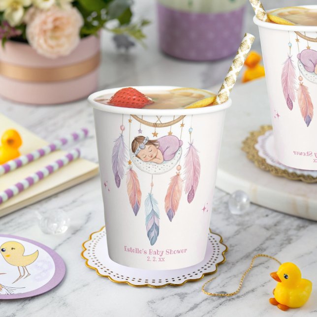 watercolor dreamcatcher baby shower paper cups (Creator Uploaded)