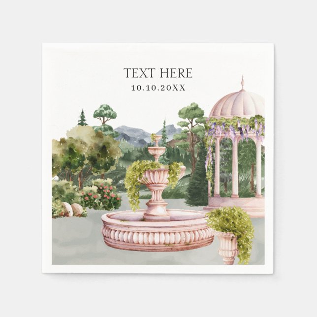 Watercolor Dreamy green garden elegant  Napkin (Front)