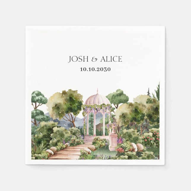 Watercolor Dreamy green garden elegant  Napkin (Front)