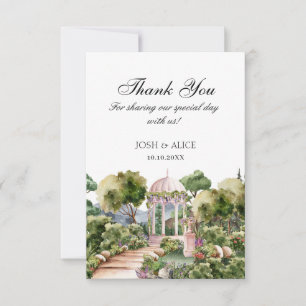 Watercolor Dreamy green garden elegant  Thank You Card