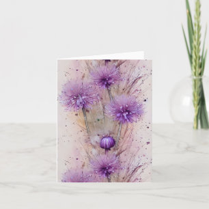 Watercolor Dreamy Pastel Allium Flowers Thank You Card