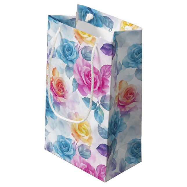 Watercolor Dreamy Rose Gift Bag (Back Angled)