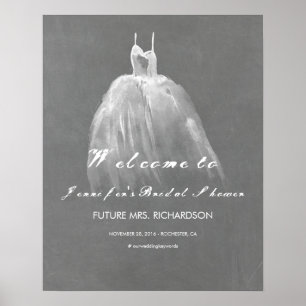 Watercolor Dress Bridal Shower Welcome Sign