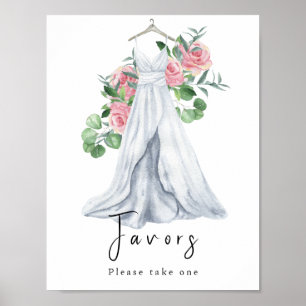 Watercolor dress with flowers - favours poster