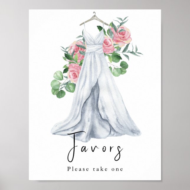Watercolor dress with flowers - favours poster (Front)