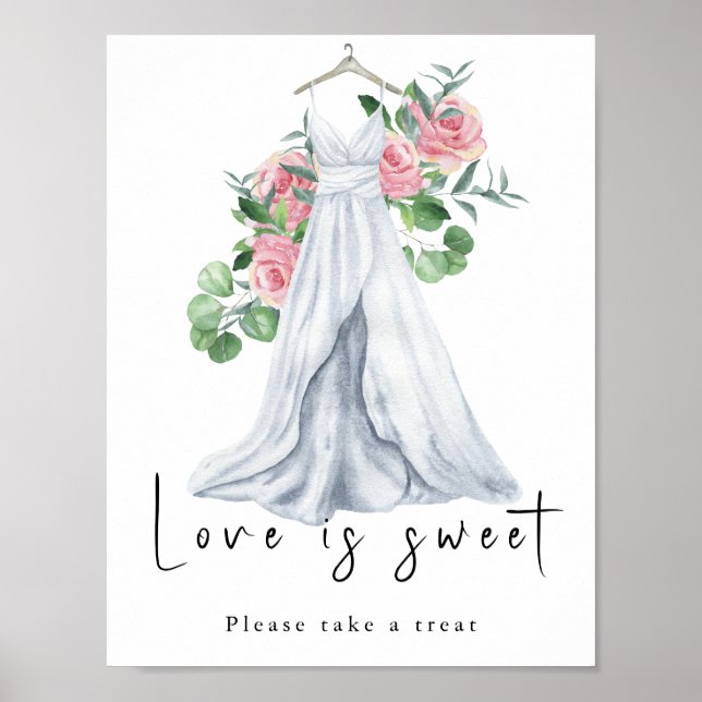 Watercolor dress with flowers - love is sweet poster (Front)