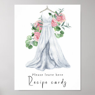 Watercolor dress with flowers - recipe cards poster