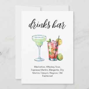 Watercolor Drinks menu, Signature drinks Invitation