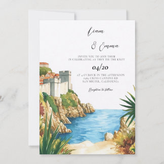 Watercolor Dubrovnik Croatia Wedding Invitation