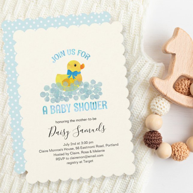Watercolor Duck Baby Shower Invitation, blue Invitation (Creator Uploaded)