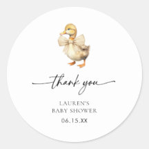 Watercolor Duck Baby Shower Thank You Sticker