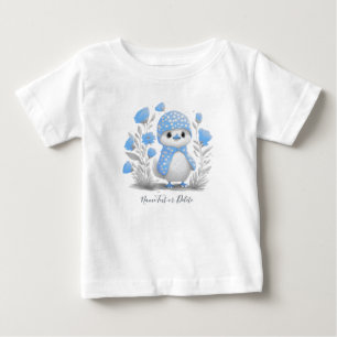 Watercolor Duck Blue Floral Baby T-Shirt