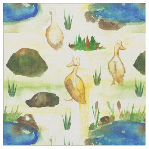 Watercolor duck fabric