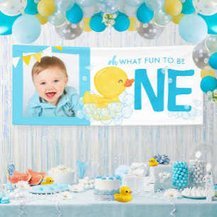 Watercolor Duck Oh What Fun Photo Party Banner