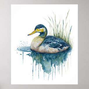 watercolor duck poster