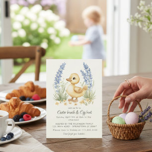 Watercolor Duckling Easter Brunch Egg Hunt invite