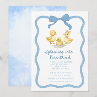 Watercolor Duckling Puddle Splash Gender Neutral Invitation