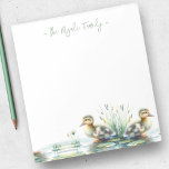 Watercolor Ducks Personalised Stationery Notepad<br><div class="desc">Cute and charming,  this personalised stationery features your family name or monogram in sage green hand lettered script typography with with a bottom boarder of watercolor ducklings. Perfect for your spring and summer notes. To see more office home living designs and duck gifts like this visit www.zazzle.com/dotellabelle</div>