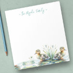 Watercolor Ducks Personalised Stationery Notepad<br><div class="desc">Cute and charming,  this personalised stationery features your family name or monogram in blue lettered script typography with with a bottom boarder of watercolor ducklings. Perfect for your spring and summer notes. To see more office home living designs and duck gifts like this visit www.zazzle.com/dotellabelle</div>