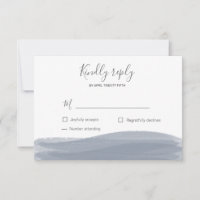 Watercolor dusty blue brush stroke RSVP Card