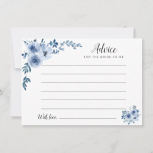 watercolor dusty blue floral advice card