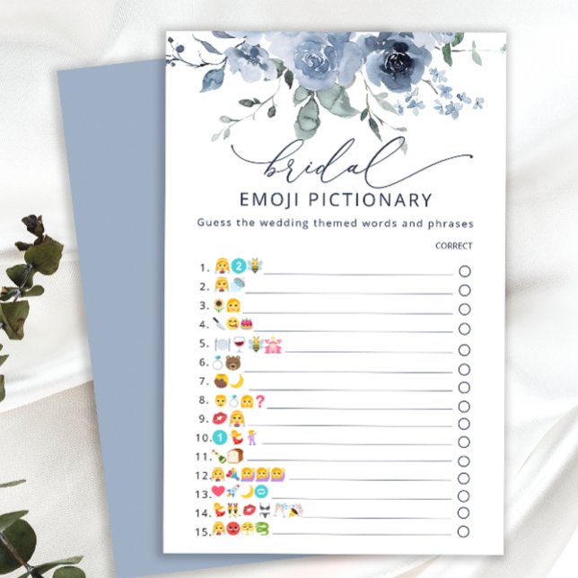 Watercolor Dusty Blue Floral Bridal Shower Game  (Creator Uploaded)