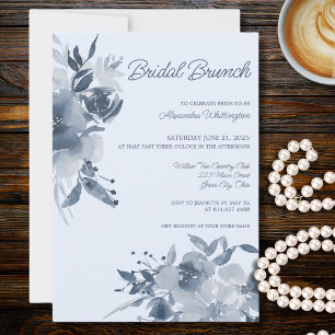 Watercolor Dusty Blue Floral Bridal Shower Invitation