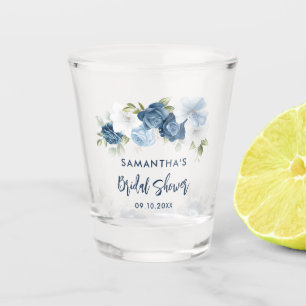 Watercolor Dusty Blue Floral Bridal Shower Shot Glass
