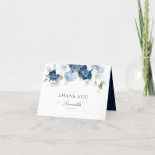Watercolor Dusty Blue Floral Bridal Shower Thank You Card