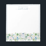 Watercolor Dusty Blue Floral Romantic Elegant Notepad<br><div class="desc">Watercolor Dusty Blue Floral Romantic Elegant Notepad This beautiful notepad features dusty blue flowers with greenery and you can personalise it with your name and job. It is perfect gift for new job, for a friend, anyone who likes femininity, elegance and has a desk job. Message me for any needed...</div>