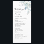 Watercolor dusty blue floral wedding program programme<br><div class="desc">A lovely floral theme with watercolor blue flowers. You can personalise the text and colours on this wedding program.</div>